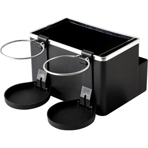Caja de almacenamiento multifuncional para el reposabrazos del coche con portavasos plegables para botellas de agua, pañuelos y teléfono móvil. (1/5)
