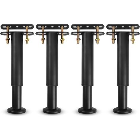 Pied De Lit, Pieds De Sommier, De Lit Liaison MéTal RéGlables en MéTal Pieds pour Sommier, TrèS RéSistants Convient pour Lattes Universel Sommier MéTal, Armoire, Canapé 18-31Cm (Noir) Lot De 4 Pied (1/5)