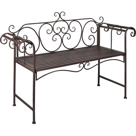 Gartenbank 132 cm Stahl Antik Braun