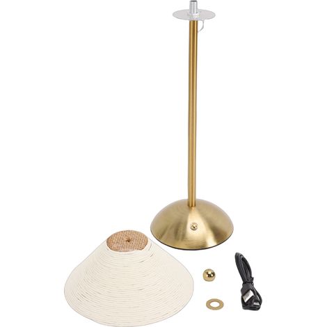Lampe de table 3 couleurs sans fil en corde de papier tissée à la main, abat-jour de chevet pour chambre à coucher, blanc (1/5)