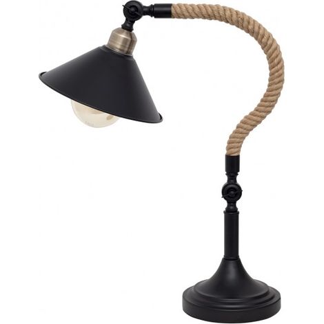 Corde de corde de lampe de table 1xe27 corde noire de chanvre 50x22x30 FABRILAMP.
