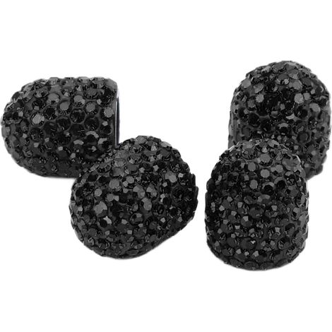 Lot de 4 bouchons de valve Bling 15 mm pour pneus, universels pour voitures et motos, noirs. (1/5)