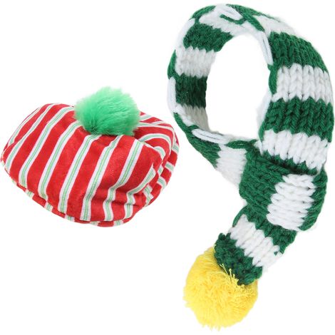 Ensemble chapeau et écharpe pour chien, adorable tricot de noël pour animaux de compagnie, chat, chiens de petite, moyenne et grande taille (blanc vert M). (1/5)