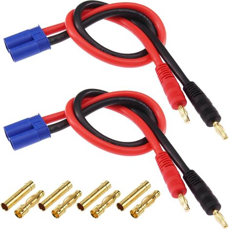 2 Adaptateur EC5 Vers Fiche Banane 4mm Câble 14AWG 30cm Connecteur Pour Batterie RC (1/5)