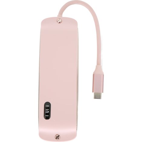 Station d'accueil USB C 8 en 1 avec ports HDMI 4K, Ethernet et USB 3.0 - Hub multifonction rose pour ordinateur portable (1/5)
