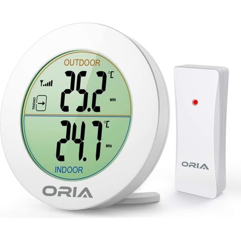Thermomètre Intérieur et Extérieur, Thermomètre sans Fil Numérique avec Capteurs Sonde, HD écran LCD Détecteur de Température, Mémoire de Min/Max, Tendance, ℃/℉,Alimenté par Batterie (1/4)