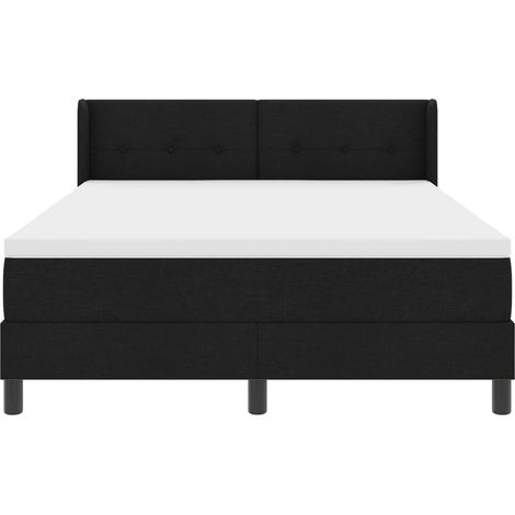 Maison Exclusive - Lit à ressorts avec tête de lit Noir 200 x 140 cm tissu (1/5)