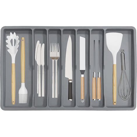Organisateur silicone antidérapant tiroir cuisine bijoux couverts 57x35,5x3 cm rangement (1/5)