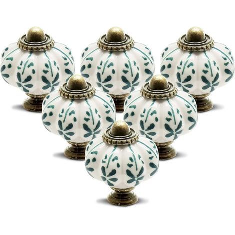 Lntyq Lot de 6 boutons de meuble vintage en céramique ivoire, poignées de tiroir et de commode avec vis de montage (1/5)