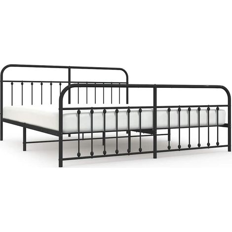 Maison Exclusive - Giroletto con Testiera e Pediera Metallo Nero 193x203 cm (1/5)