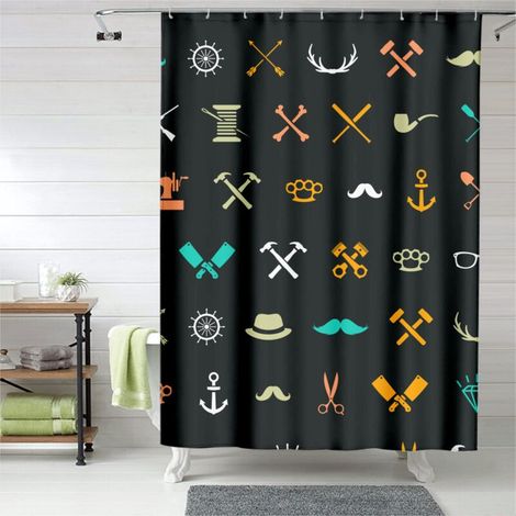 Rideau de douche avec œillets plastique, design élégant, polyester (1/5)