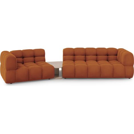 Canapé modulable gauche 3 places en velours terracotta (1/5)