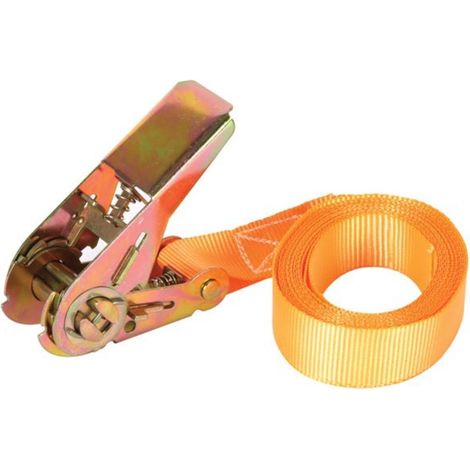 Toolland Spanngurt mit Ratsche, einteilig, für kleinere Lasten, max. 500 kg, Polyester, Orange, 3.6 m x 25 mm