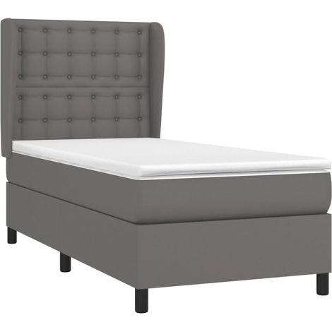 vidaXL Giroletto a Molle con Materasso Grgio 90x200 cm in Similpelle