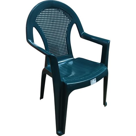 FPLUS silla monobloc brazos respaldo alto rejilla verde 76196d