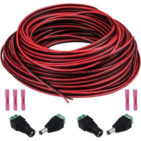 20m Câble d'extension de Bande LED à 2 Broches,Connecteur d'éclairage à Bande LED,2Pin Ruban LED Extension Cable Fil 22AWG,pour SMD 3528 2835 5050 5630 LED Strip et Autres Dispositifs DC 5-24V (1/5)