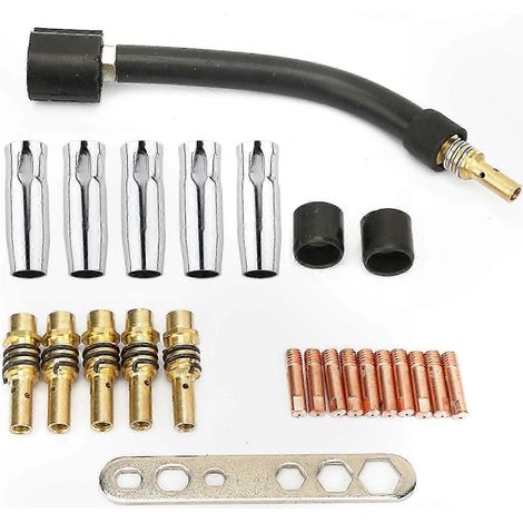 Kit d'accessoires de soudage MIG - Ensemble de 24 pièces comprenant des buses de torche de soudage, des embouts et des supports de torche (1/4)
