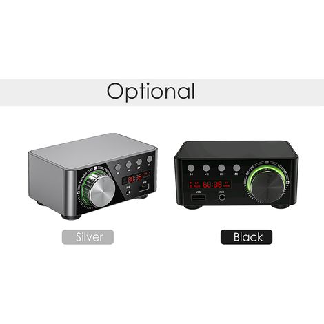 Amplificateur Audio Numérique Bluetooth 5.0 HiFi 100W Stéréo 2 Canaux Récepteur Sonore USB AUX Lecteur Carte TF Noir pour Cinéma Maison (1/4)