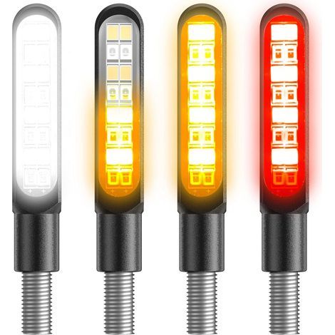 4PCS Motorcycle Indicators, 16 Fluid LED Lights, CNC Metal, 12V Brake Light, Sport Street Motorcycle (1/5)
