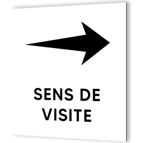 Panneau directionnel flèche droite - Signalétique Dibond blanc - Pictogramme noir, 20x20 cm, 3 mm d'épaisseur (1/5)