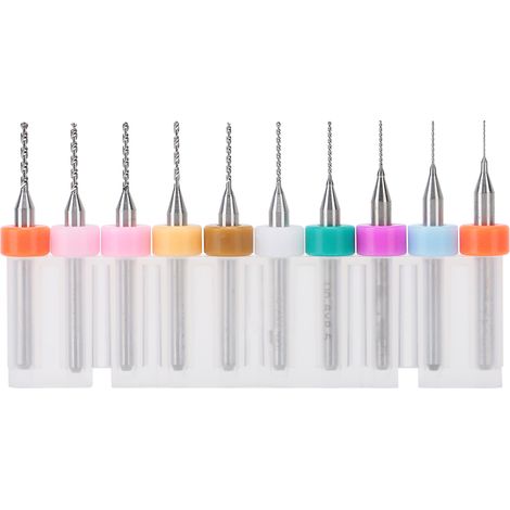 Ensemble de 10 mini forets pour le travail du bois, la réparation de montres et de téléphones portables (0,3 mm à 1,2 mm). (1/5)
