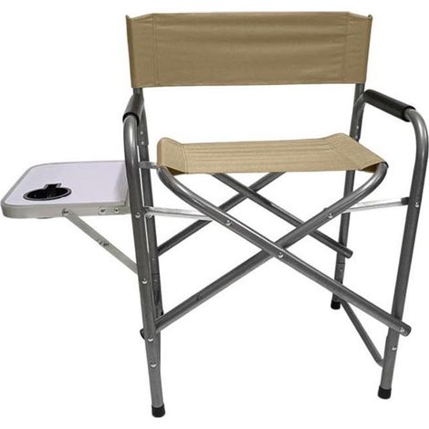 Sedia da Regista Pieghevole con Tavolino Laterale e Porta Bicchiere per Campeggio Giardino Pesca e Outdoor in Metallo e Tessuto Poliestere 600D  cm 83x47x80 poltrona Comfort  Colori Assortiti. - color