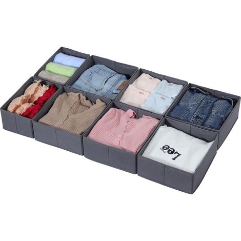 ORLISA Schubladen Organizer Kleidung PAX Kleiderschrank 100x58cm 8er-Set Grau (1/5)