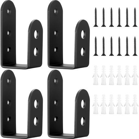 4 Pièces Supports de Porte Barre de Sécurité en Acier en Forme de U, pour 2 x 4 Bois pour Renforcement des Portes de Sécuritét, avec Vis (1/5)