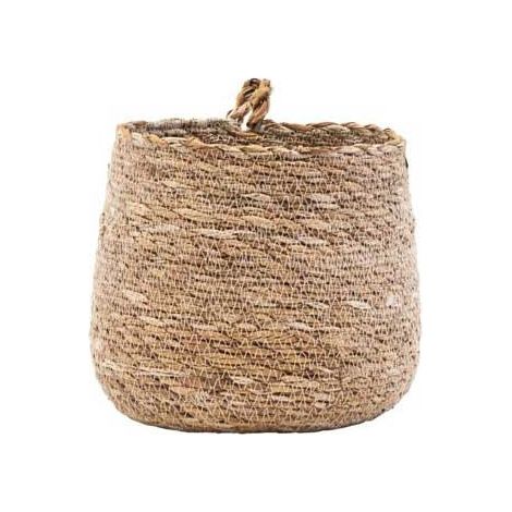 Panier ou cache pot en herbier avec petite anse à suspendre ou (1/4)