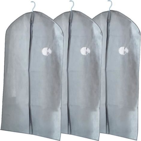Lot de 3 Housses de Protection pour Vêtements/Costumes 128 cm - Grey (1/4)