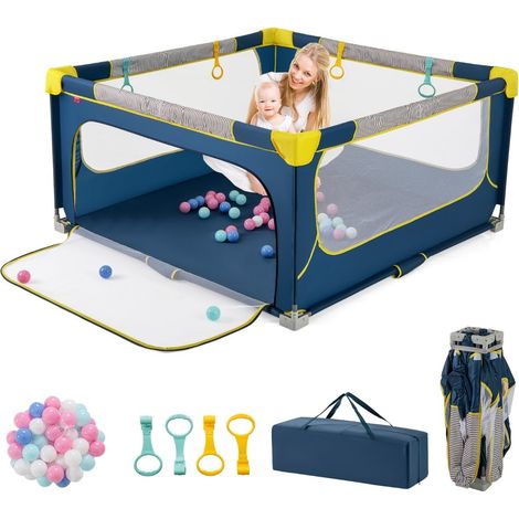 Parque infantil plegable con pelotas y puerta con cremallera, 150 x 150 cm