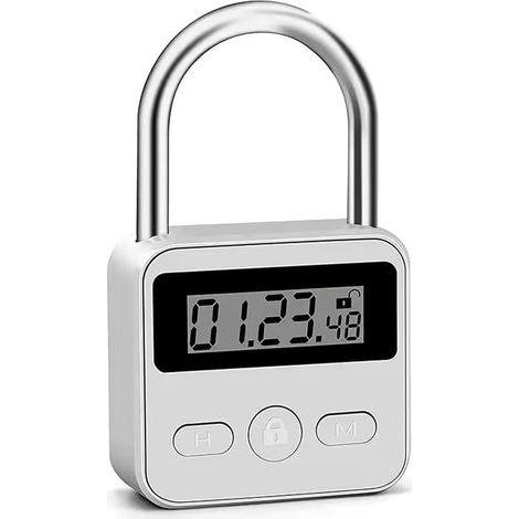 Elektronisches Metallschloss mit Suchtschutz und hintergrundbeleuchtetem LCD-Display – USB-Ladefunktion – 500 Stunden Standby-Zeit – Für Mobiltelefone, Snacks und alkoholische Getränke – Silber (1/4)