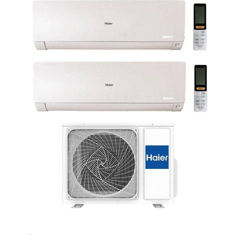 Haier Climatiseur Dual Split Flexis Plus Blanc 9+15 Avec 2U50S2SM1FA-3 Inverter Wi-Fi Classe A++