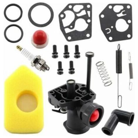 Kit de carburador para cortacésped Briggs & Stratton 499809, 498809A, 494406 y filtro de aire 698369. Resorte del regulador 691859, 692211. Diafragma 795083, 495770. (1/5)