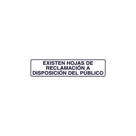 Autocollant 250x63 mm existen hojas reclamaciones