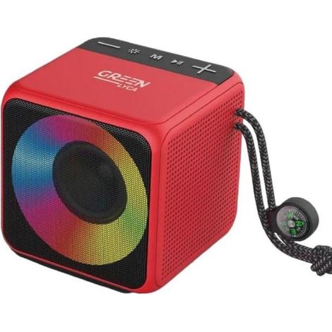Enceinte Bluetooth Greenlyca GL69346 pour table/extérieur, mini lumière d'ambiance RGB, autonomie de 4 heures - Rouge