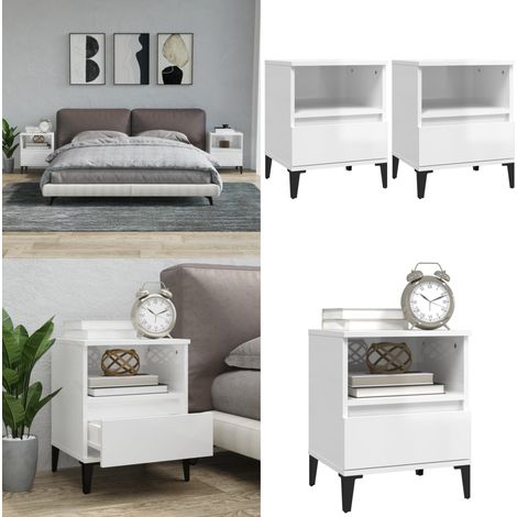Nachttische 2 Stk. Hochglanz-Weiß 40x35x50 cm - Nachttisch - Beistelltisch - Wohnzimmermöbel - Schlafzimmermöbel - Weißer Nachttisch - Home & Living (1/5)