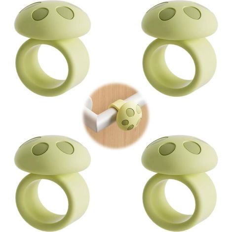 Ensemble de 4 protections de poignées de porte en caoutchouc pour protéger les murs et éviter les dommages (vert) (1/5)