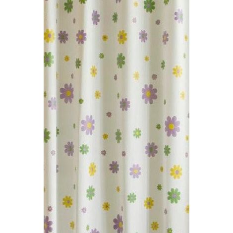 Rideau de douche 180x200cm, vinyle, fleurs (1/2)