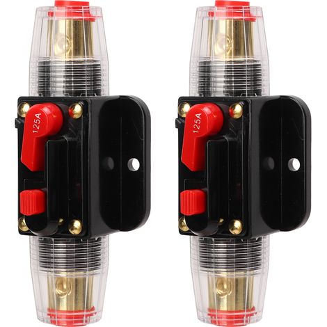 125-A-Leistungsschalter (12–24 V) mit manueller Rückstellung, Inline-Sicherungshalter, Batterieklemmen und Schrumpfschlauch für Auto-/Boot-Audiosysteme (1/5)