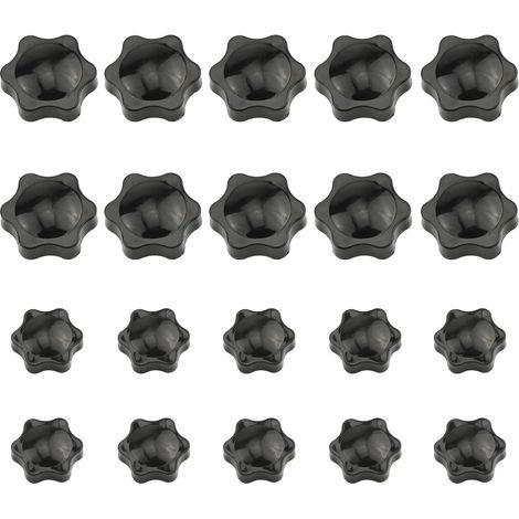 20 Pièces Bouton de Serrage à Filetage Moleté, Poignée en étoile, Boutons à Main en Forme d'étoile Bouton de Serrage en Plastique Noir, pour équipement Mécanique (1/5)