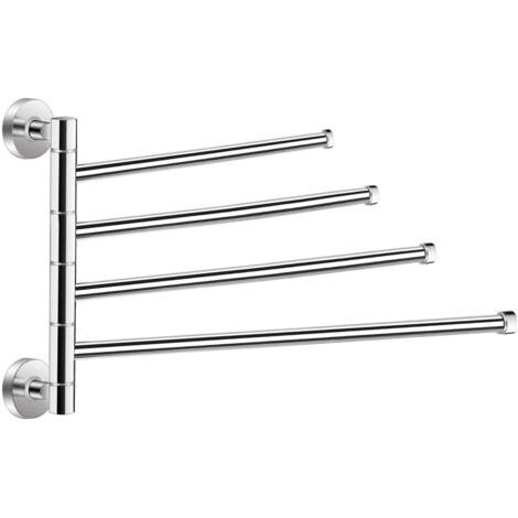 Porte-serviettes mural pivotant à 4 bras en acier inoxydable, pliable et rotatif, pour salle de bain et cuisine (1/5)