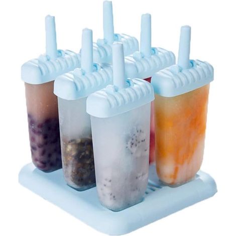 Moule à glaces 6 cavités réutilisable, forme esquimaux/glaçons, pour yaourt glacé DIY, cuisine, bar, fêtes d'été