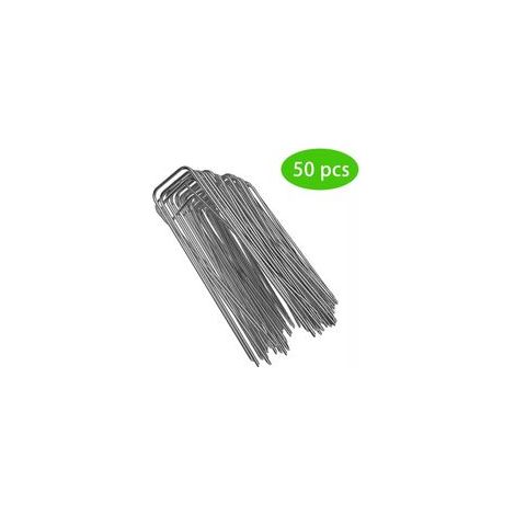 Piquets de, 50 Clous en Forme de U pour Fixer Le Gazon Artificiel, Les Filets, Les Tissus, Les Tentes, Les Conduites d'eau, etc H202 (1/5)
