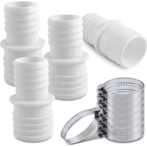 Raccord pour Tuyau Piscine - Adaptateur Raccord Piscine - Ø 32 mm vers 38 mm - Blanc (1/4)