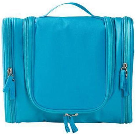 Hängender Kulturbeutel – 24 x 10,5 x 20 cm – 17 Fächer – Drehbarer Metallhaken – Blau – 1 Stück (1/5)