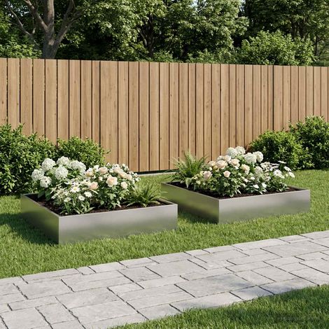 Cache-pot de jardin 2 pc Argenté 80 x 80 x 20 cm (1/5)