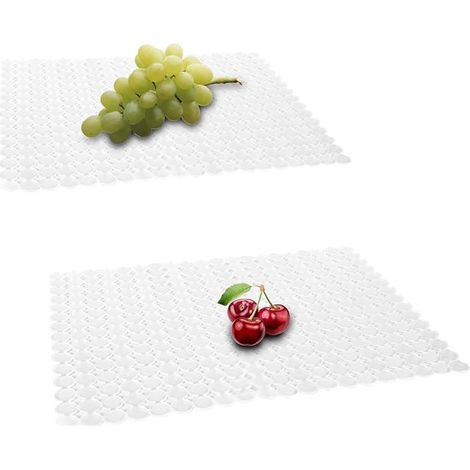 Lot de 2 tapis égouttoirs transparents – 40x30 cm – PVC écologique – Motif pois – Drainage rapide – Protection d'évier (1/5)