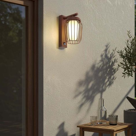 [NEUWERTIG] B-Ware Lucande Außenwandleuchte Chandan LED Gartenleuchte mit Sensor IP44 rost weiß (1/2)