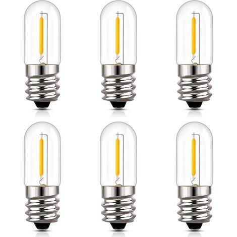 Lot de 6 ampoules LED E14 1 W T16 Petite ampoule E14 Blanc chaud 2200 K Mini vintage 1 W Remplace les ampoules à incandescence de 10 W Pour veilleuse (1/4)
